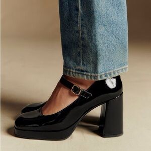 Sezane Black Patent Georgia Mary Jane Heels size 39